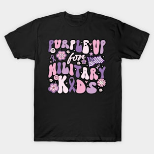 Purple Up For Military Kids Cute Groovy Military Child Month T-Shirt